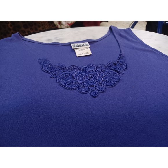 Basic Editions Womens Tank Top XL Purple Decorated Neckline - Picture 2 of 4